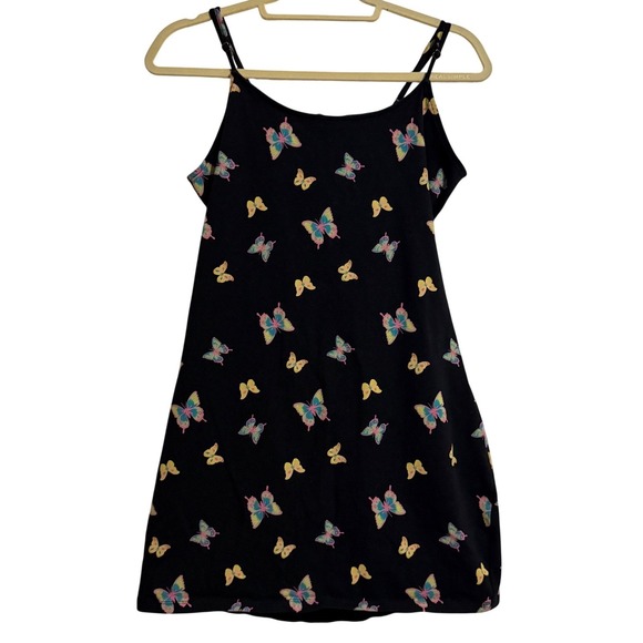 SO Dresses & Skirts - SO Butterfly Print Mini Dress Black Spaghetti Strap Backless Women's XXL